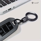 TANTRA TPU Key Cover and Round Key Chain Compatible with Ford Fiesta Focus Kuga C-Max Grand C-Max Galaxy B-Max S-Max | 3 Button Smart Remote Key Case | Grey