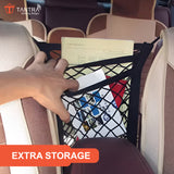 TANTRA Dual-Pocket Car Mesh Organizer – Backseat Net Bag, Barrier for Pets & Kids, Tissue & Purse Holder, Driver Storage Pouch, Car Divider