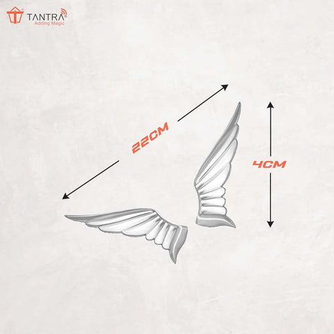 TANTRA Premium Celestial Angel Wings Metal Car Sticker - Durable & Stylish Auto Emblem for Vehicles - Customizable Designs - Easy Installation - Weather-Resistant & Long-Lasting Silver