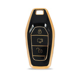 TANTRA TPU Leather Car Key Cover Compatible with Mahindra XUV-500 Smart Key (Black)