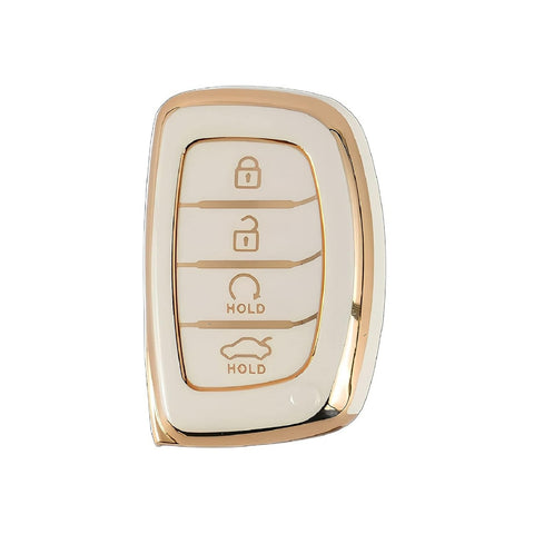 TANTRA TPU Car Key Cover Compatible for Hyundai Creta | Venue | i20 2021 | Tucson | Elantra | i20 N Line 2021 4 Button Smart Key Cover (White)