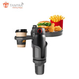 TANTRA Premium Car Cup Holder with Food Tray – 2-in-1 Car Snack & Drink Organizer, Adjustable Swivel Arm, Universal Fit, Detachable Tray for Front Seat Travel, Road Trips, SUVs & Trucks, ,Car Interior Accessories