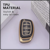 TANTRA TPU Car Key Cover Compatible for Hyundai Creta | Venue | i20 2021 | Tucson | Elantra | i20 N Line 2021 4 Button Smart Key Cover (Black)