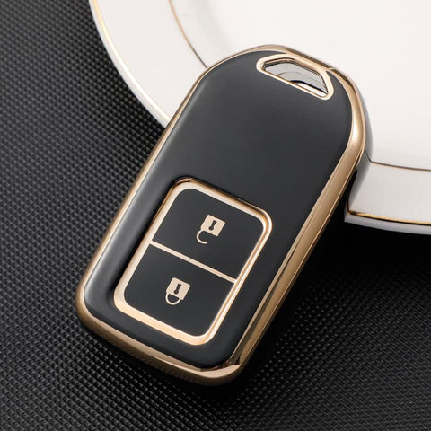 TANTRA TPU Gold Car Key Cover Compatible for Honda BRV , WRV , CRV , Jazz , City 2 Button Smart Key (Pack of 1, Black)