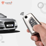 TANTRA TPU Key Cover and Metal Keychain Compatible for Toyota Corolla | Altis | Innova Crysta 3 Button Car Smart Key (Grey Pack of 1)