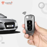 TANTRA TPU Key Cover and Metal Keychain Compatible for Tata Nexon | Altroz | Tiago | Punch | Harrier | Safari | Tigor 3 Button Flip Key Cover (Grey Pack of 1)