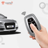 TANTRA TPU Key Cover and Metal Keychain Compatible for Tata Nexon | Harrier | Safari | Altroz | Tigor | EV | Punch | Tiago EV Electric 4 Button Smart Key (Grey Pack of 1)