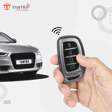 TANTRA TPU Key Cover and Metal Keychain Compatible for Hyundai Alcazar and Creta 2021 2022 & 2023 Car 4 Button Smart Key Grey