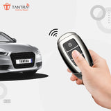 TANTRA TPU Key Cover and Metal Keychain Compatible for Hyundai Verna 2023 Car 4 Button Smart Key (Grey Pack of 1)