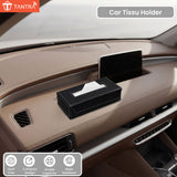 TANTRA Tissue Box Holder for Car, Home & Office | Premium Leather Tissue Holder | Tissue Dispenser for Bathroom | Sturdy Leather Tissue Box Cover | Napkin Box | Easy Tissue Placement | Black