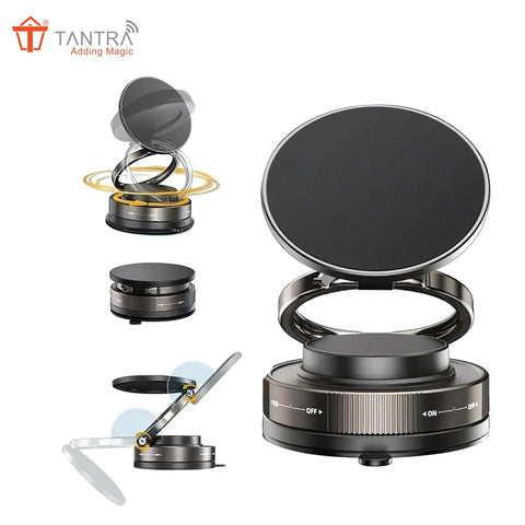 TANTRA 360° Vacuum Magnetic Phone Holder | Universal Magnetic Car Mount | Strong Suction Cup Mobile Stand for Car, Gym, Mirror, Shower | Compatible with All Smartphones