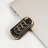 TANTRA TPU Key Cover Compatible with Mahindra Scorpio | XUV 300 | Marazzo | XUV 700 | XUV 400 ev | Bolero | Thar 3 Button Flip Key (Black)