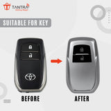 TANTRA TPU Leather Car Key Cover Compatible with Toyota Fortuner, Innova Crysta Smart Key (Grey Pack of 1)