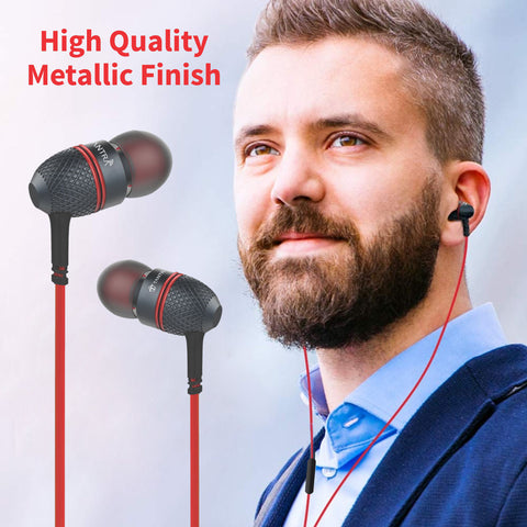 tantra T800 Super Bass Earphones with Microphone Subwoofer Wired Headset  (Red, In the Ear)