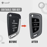 TANTRA TPU Key Cover and Round Key Chain Compatible with Audi Xhorse / Keydiy KD B29 Model Universal Remote Flip Key, 3 Button Smart Key Cover, Protective (Grey)