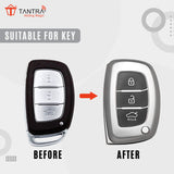 TANTRA TPU Key Cover and Metal Keychain Compatible for Hyundai Aura Elantra I.10 Grand Nios I.20 Elite Verna 4S Creta I.10 Grand I.20 Activa Tucson Xcent 3 Button Smart Key (Grey)