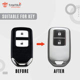 TANTRA TPU Key Cover and Metal Keychain Compatible for Honda BRV | WRV | CRV | Jazz | City 2 Button Smart Key (Grey Pack of 1)