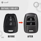 TANTRA TPU Key Cover and Metal Key Chain Compatible with Hyundai Santro, Eon, i10 Grand 2 Button Flip Key | Durable Key Protector | Premium Soft TPU Key Fob Cover | Grey