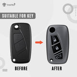 TANTRA TPU Key Cover Compatible with Fiat Linea, Punto & Avventura | 3 Button Flip Key Fob Protector | Soft Durable TPU Key Case | Scratch Resistant Car Key Cover | Grey