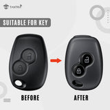 TANTRA TPU Key Cover and Round Key Chain Compatible with Renault Duster Logan Lodgy Kwid Nissan Terrano Mahindra Verito | 2 Button Smart Remote Key Case | Durable Key Protector (Grey)