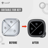 TANTRA TPU Key Cover and Metal Key Chain Compatible with MG Comet EV Electric 3 Button Smart Key, Grey | Premium Soft Silicone Key Case | Shockproof Scratch Resistant Car Key Protector (Grey)