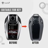 TANTRA TPU Key Cover Compatible with BMW Display LCD G30/G31 GT G32 G11 G12 528Li 530Li X3 X4 X5 X7 G07 G05 750Li 760Li 730Li Protective Key Case Key Fob 3 Buttons (Grey)