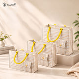 TANTRA Jute Bags With Zip | White Tote Bag for Women & Men | Medium Carry Bag with Mobile Pocket | Water Bottle & Lunch Bag | Natural Cotton Handles | Reusable Shopping Bag (Medium)