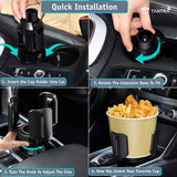 TANTRA Universal Car Cup Holder Expander | Adjustable Cup Holder Adapter with Rubber Grip | Fits Bottles, Mugs, Food & Drinks Under 5.51" | Car, SUV, Truck & RV Organizer