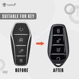 TANTRA TPU Key Cover Compatible with BYD Atto 3, Seal, Sealion, eMax7, Dolphin & Han Smart 4 Button Key | Soft Protective Key Fob Case | Scratch Resistant Key Protector | Grey