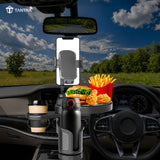 TANTRA 4-in-1 Car Cup Holder Expander | 360° Rotating Tray with Phone Mount & Food Tray | Adjustable Base for Most Vehicles, RVs & Trucks | Multi-Function Car Organizer
