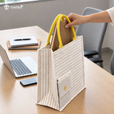 TANTRA Jute Bags With Zip | White Tote Bag for Women & Men | Large Carry Bag with Mobile Pocket | Water Bottle & Lunch Bag | Natural Cotton Handles | Reusable Shopping Bag (Large)