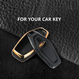 TANTRA TPU Leather Car Key Cover Compatible with Mahindra XUV-500 Smart Key (Black)