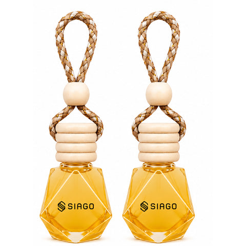 TANTRA Car Perfume Hanging Pod |  Lemon Fragrance| Pack of 2 | Premium Car Air Freshener | Natural Essential Fragrance Oils | Glass Bottle with Wooden Diffuser Lid | Lasts Up to 60 Days