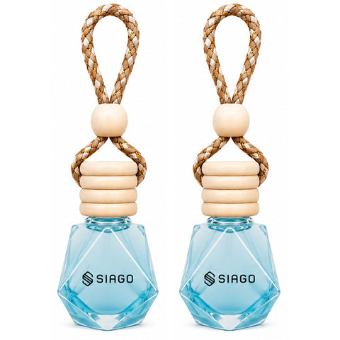 TANTRA Car Perfume Hanging Pod | Aqua Fragrance| Pack of 2 | Premium Car Air Freshener | Natural Essential Fragrance Oils | Glass Bottle with Wooden Diffuser Lid | Lasts Up to 60 Days