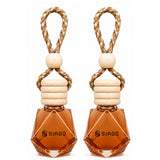 TANTRA Car Perfume Hanging Pod | Chandan Fragrance | Pack of 2 | Premium Car Air Freshener | Natural Essential Fragrance Oils | Glass Bottle with Wooden Diffuser Lid | Lasts Up to 60 Days