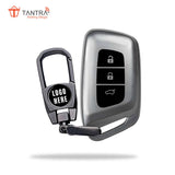 TANTRA TPU Key Cover and Metal Key Chain Compatible With MG Hector | Windsor EV 3 Button Flip Key (Grey)