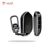 TANTRA TPU Key Cover and Metal Key Chain Compatible With Kia Carnival 7 Button Flip Key (Grey)