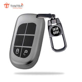TANTRA TPU Key Cover and Metal Key Chain Compatible With Jeep Meridian, Compass, Trailhawk, 2  Button Flip Key (Grey)