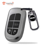 TANTRA TPU Key Cover and Round Key Chain Compatible with Jeep Meridian, Compass, Trailhawk 3 Button Flip Key (Grey)