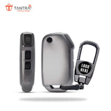 TANTRA TPU Key Cover and Metal Key Chain Compatible With Kia Seltos 2023 2024 HTE 3 Button Flip Key (Grey)