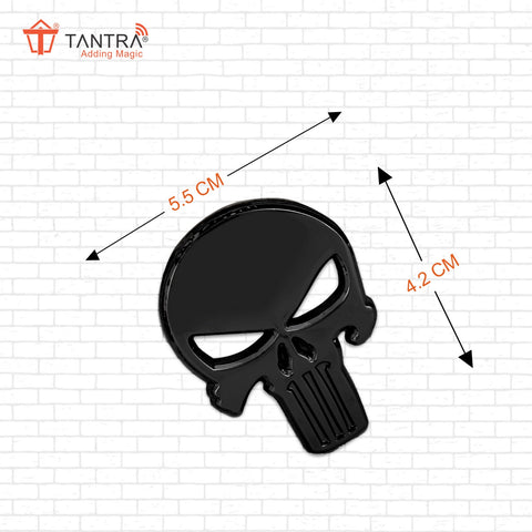 TANTRA Premium Skull Metal Car Sticker - Durable & Stylish Auto Emblem for Vehicles - Customizable Designs - Easy Installation - Weather-Resistant & Long-Lasting Black