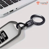TANTRA Premium TPU Key Cover and Round Key Chain Compatible With Skoda & Volkswagen 3 Button Flip Key | Compatible with Polo, Vento, Jetta, Ameo, Passat, Rapid, Laura, Superb, Octavia, Fabia & Yeti | Full Protection Soft TPU Case | Grey