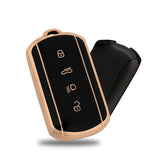 TANTRA TPU Key Cover and Round Key Chain Compatible with Tata Curvv | Curvv EV Electric 4 Button Smart Key (Black)