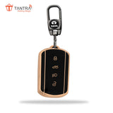 TANTRA TPU Key Cover and Metal Key Chain Compatible with Tata Curvv | Curvv EV Electric 4 Button Smart Key (Black)