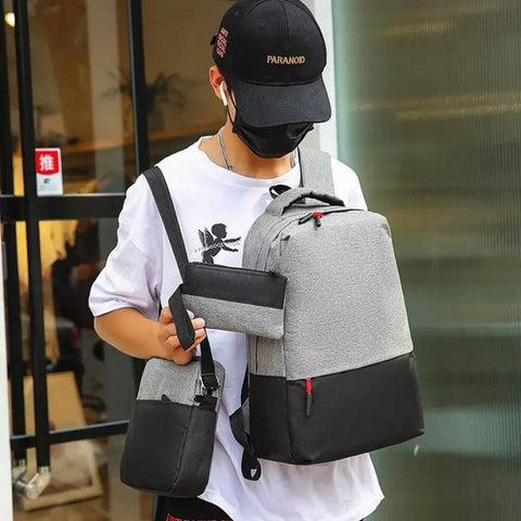 TANTRA Polyester Laptop Backpack 3 PCS Set Backpack Bag 35 L Backpack (Black)