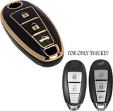 TANTRA  TPU Car Key Cover Compatible for Maruti Suzuki Ignis | SCross | Ciaz | Vitara Brezza | Swift 3 Button Smart Key Cover (Black)