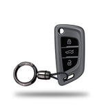TANTRA TPU Key Cover and Round Key Chain Compatible with Audi Xhorse / Keydiy KD B29 Model Universal Remote Flip Key, 3 Button Smart Key Cover, Protective (Grey)