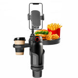 TANTRA 4-in-1 Car Cup Holder Expander | 360° Rotating Tray with Phone Mount & Food Tray | Adjustable Base for Most Vehicles, RVs & Trucks | Multi-Function Car Organizer