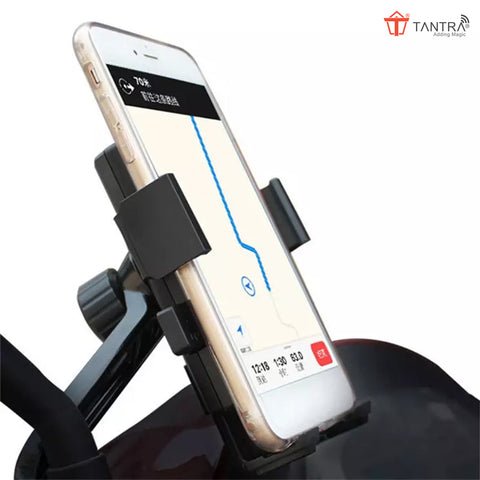 TANTRA S3B REAR VIEW MIRROR Mobile Holder for Bikes One Touch Technology Bike Mobile Holder for Maps and GPS Navigation, 360° Rotation, Firm Griping, Anti Shake Phone Holder for Cycle and Bike Accessories