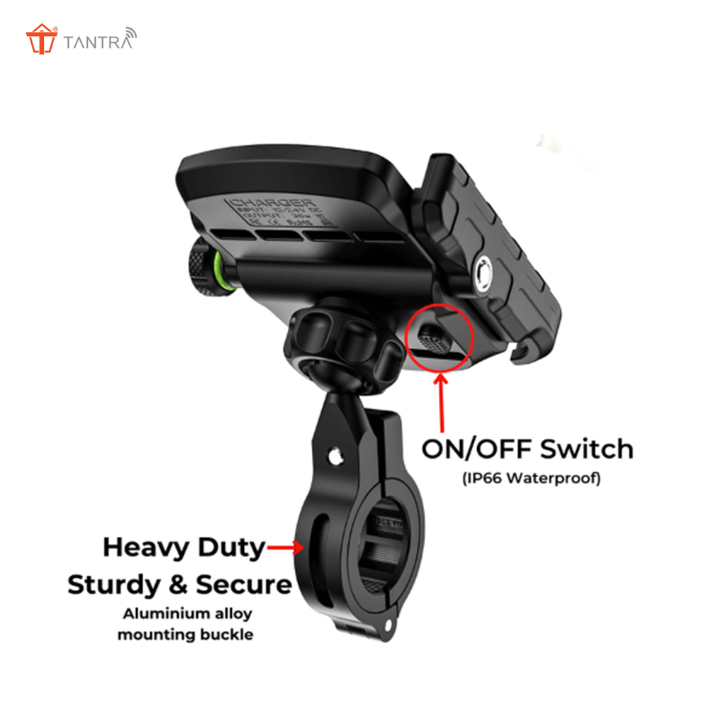 TANTRA S33C Phone Holder with Charger for Motorcycle | Scooter Mobile ...